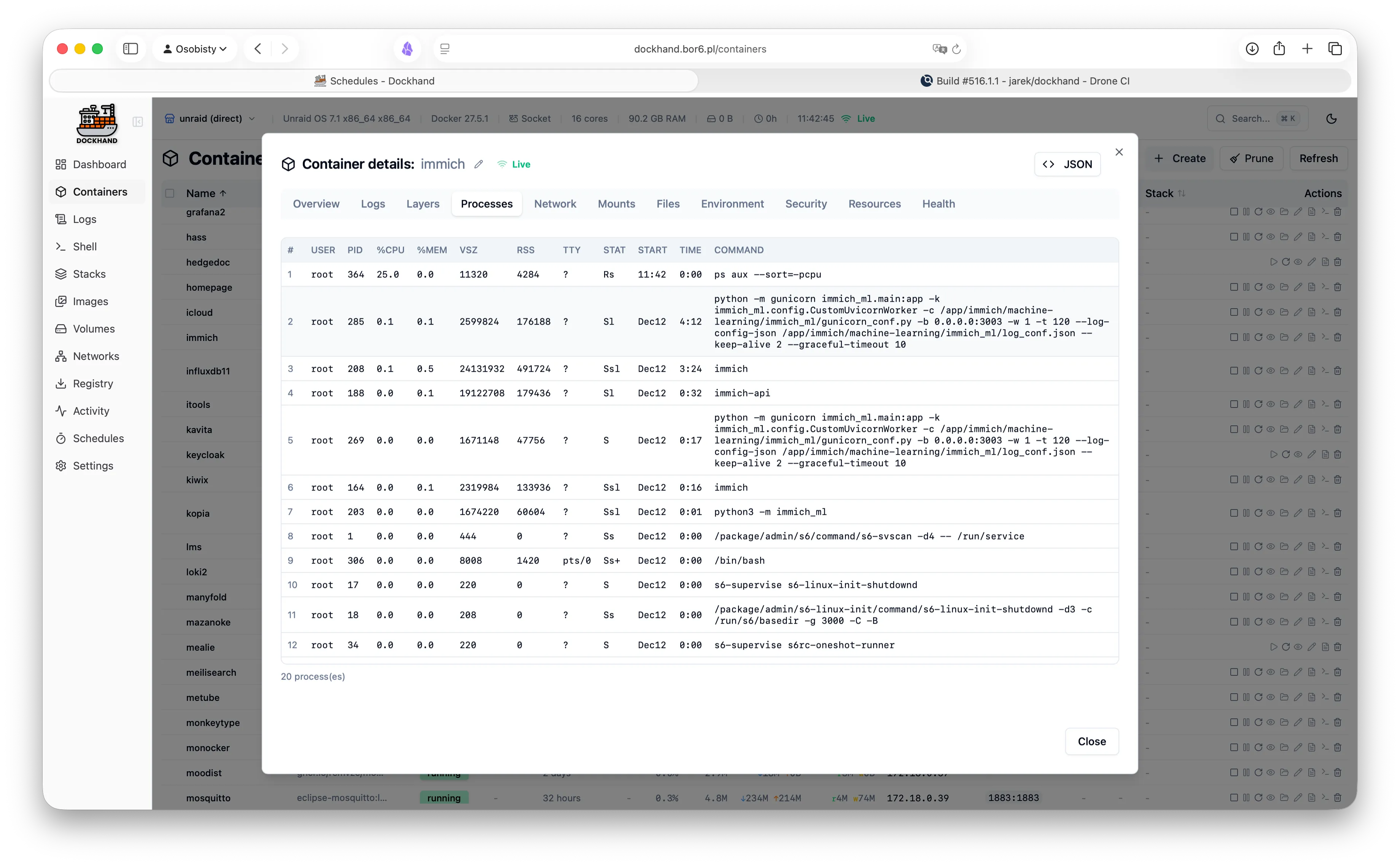 Container edit configuration