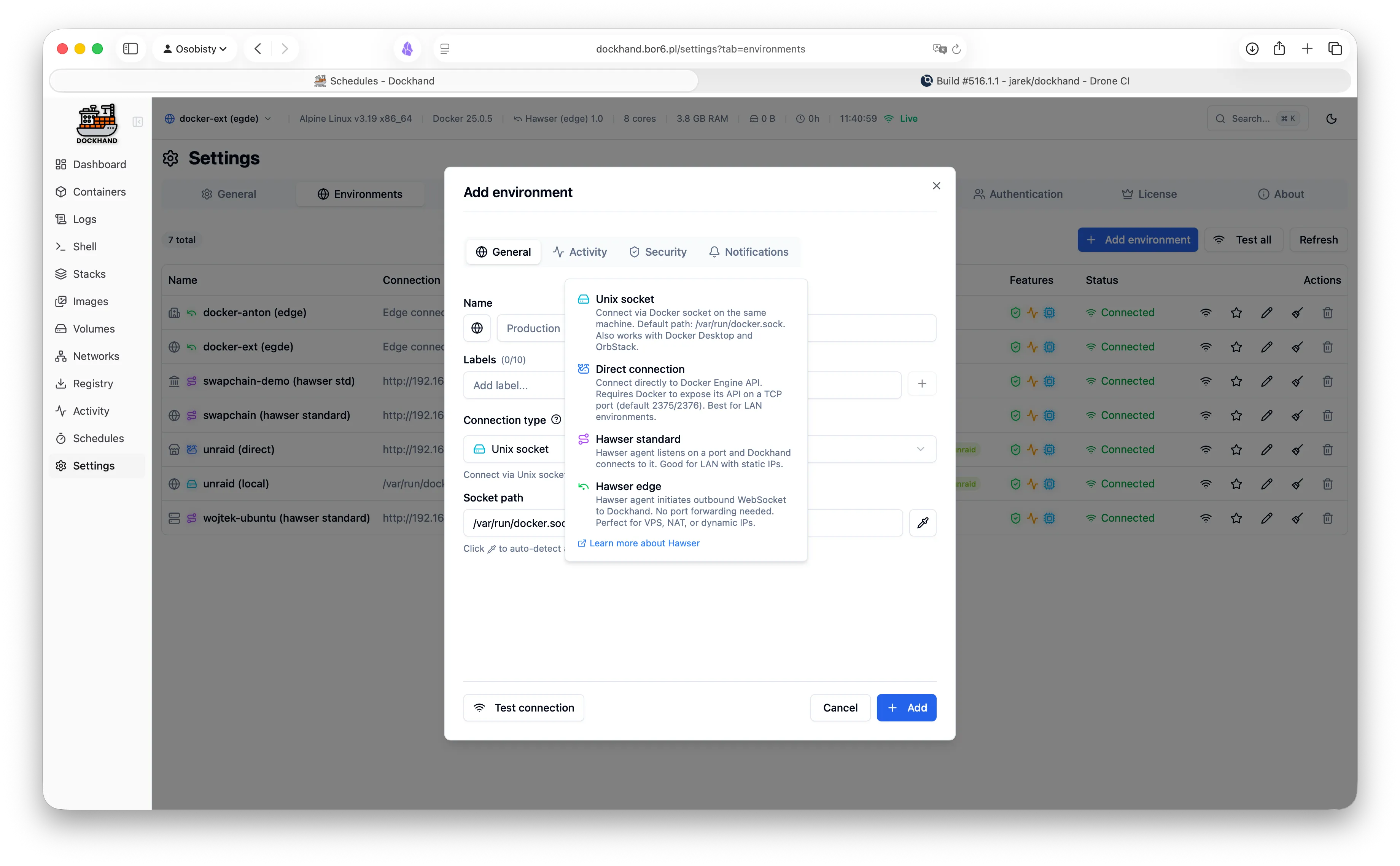 Environment configuration